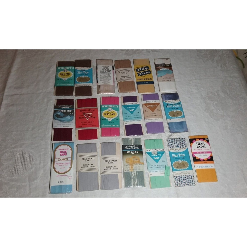 Vintage Bias Tape Seam Binding Trims lot of 19